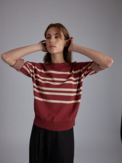 Rue Blanche Tricots | Htc Bi Stripe Top 24P Carmin