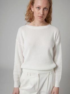 Rue Blanche Tricots | Pointele Sweat 24P Blanc Casse