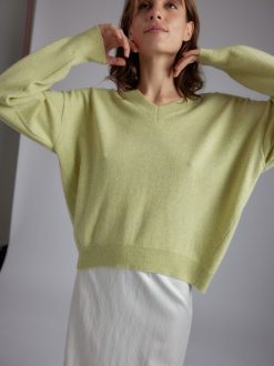 Rue Blanche Tricots | Pull Solux V 24P Citron Vert