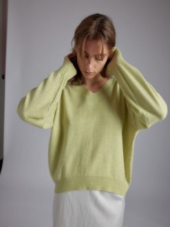 Rue Blanche Tricots | Pull Solux V 24P Citron Vert