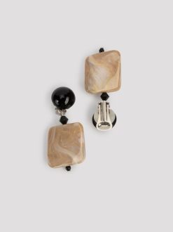 Rue Blanche Bijoux | Boucles D'Oreilles Clip Carrees Beige-Angela Caputi