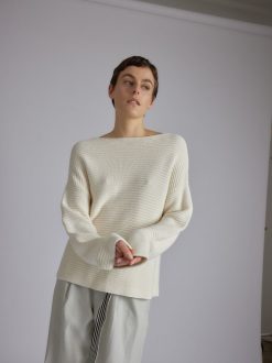 Rue Blanche Tricots | Pull Ribscott Marin 24P Blanc Casse