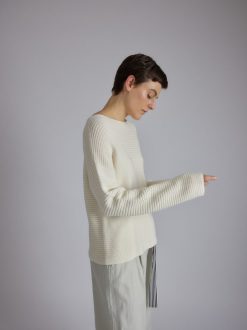 Rue Blanche Tricots | Pull Ribscott Marin 24P Blanc Casse