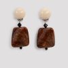 Rue Blanche Bijoux | Boucles D'Oreilles Clip Carrees Marron-Angela Caputi