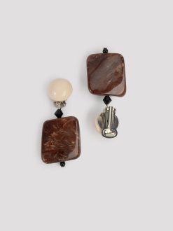 Rue Blanche Bijoux | Boucles D'Oreilles Clip Carrees Marron-Angela Caputi